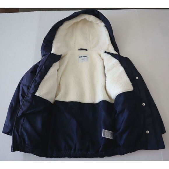 Old Navy 477556 Kid's Sz S (6-7) Blue Sherpa-Lined Hooded Puffer Jacket - Picture 10 of 10